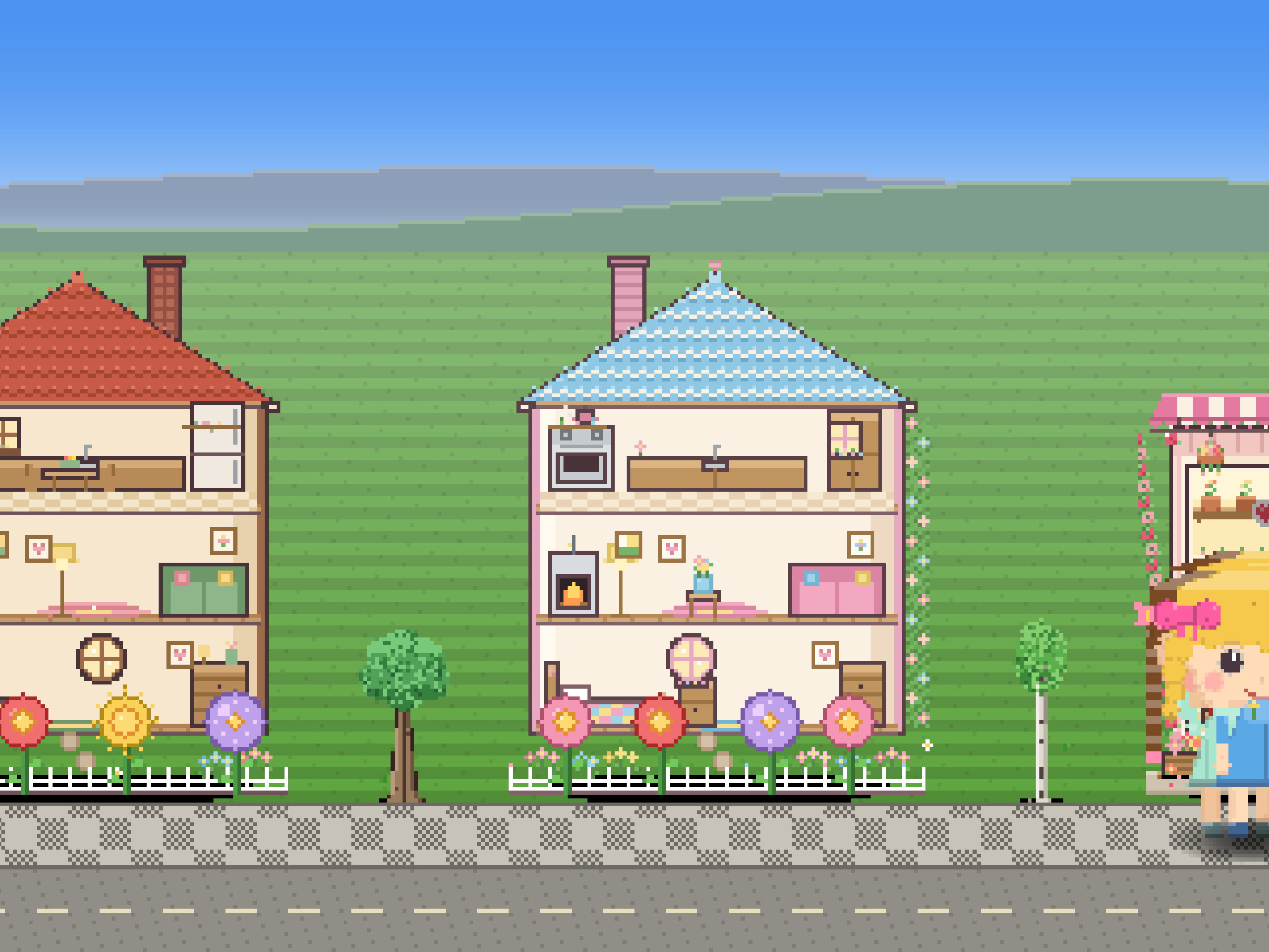 The town on its first days, just a couple of homes and the shop